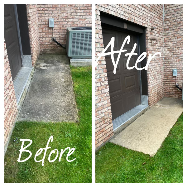Before and after walkway cleaning
