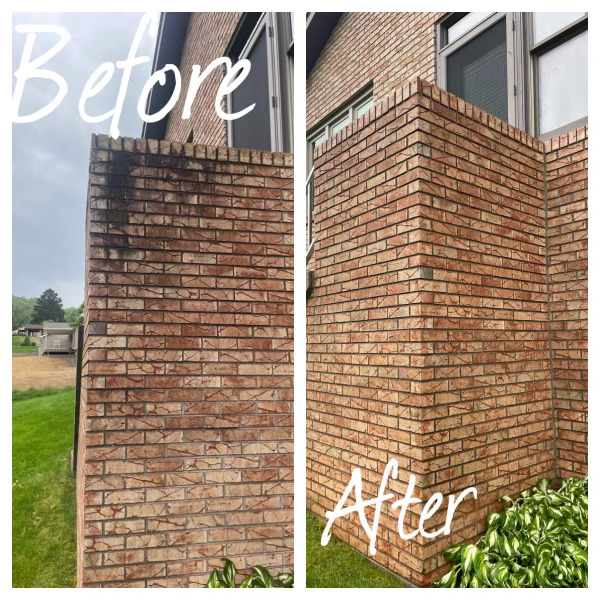 Before and after brick cleaning